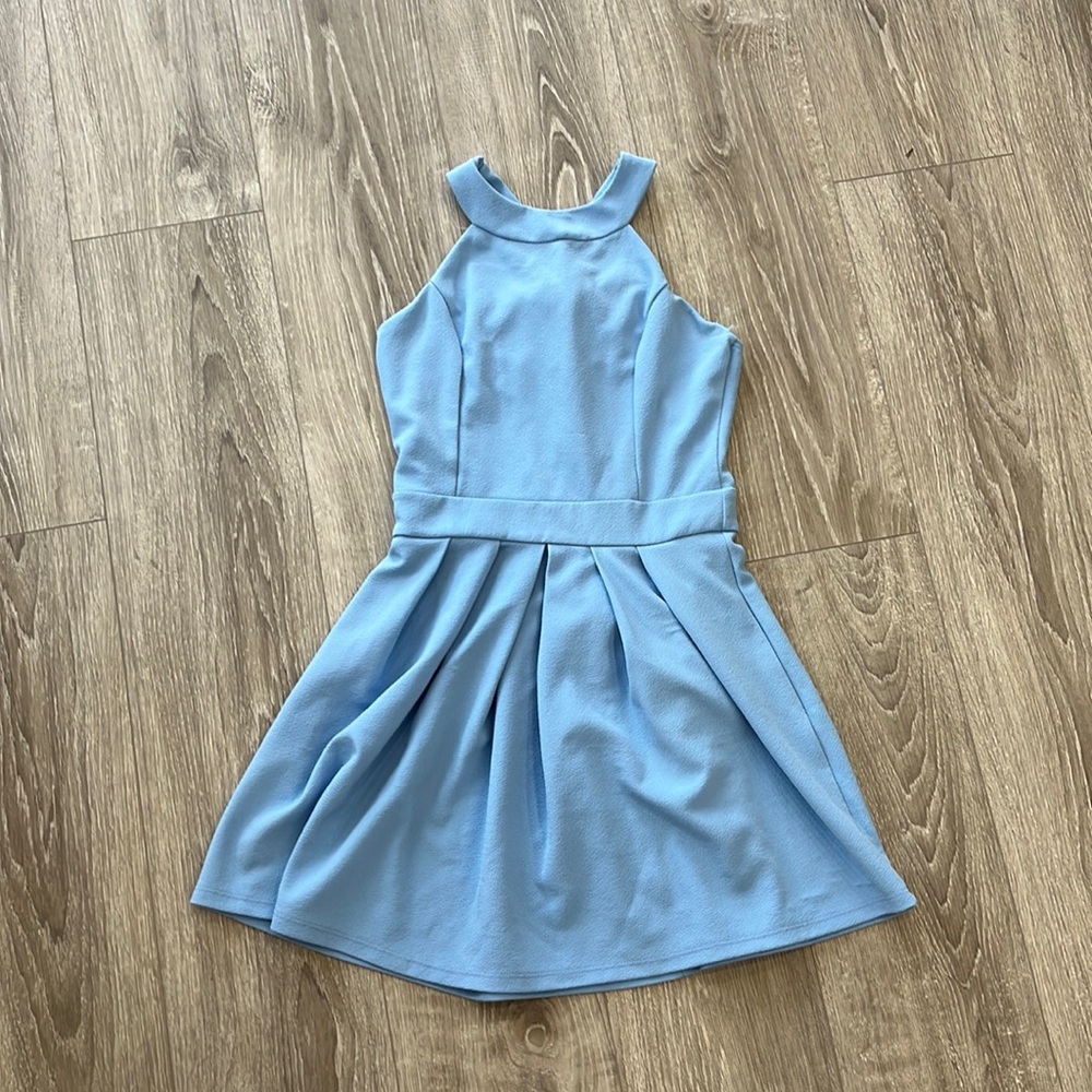 CHELSEA Solid Halter Neck Flare Dress (NEW)